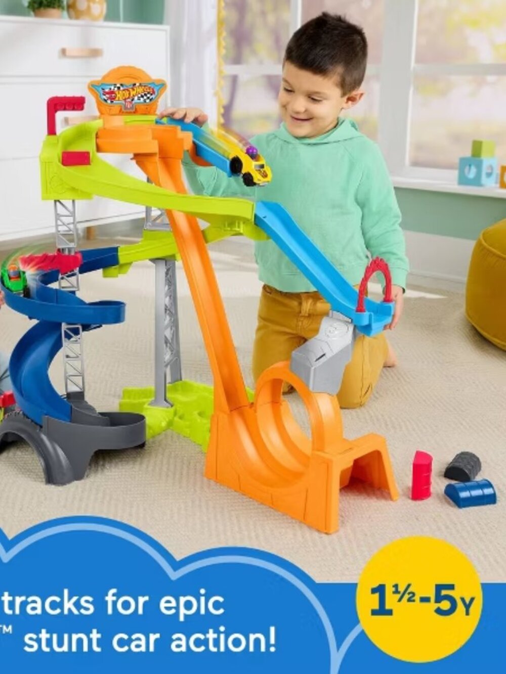 NEW! Little People Hot Wheels Spiral Stunt Speedway Race Track *girls & boys - Picture 3 of 14